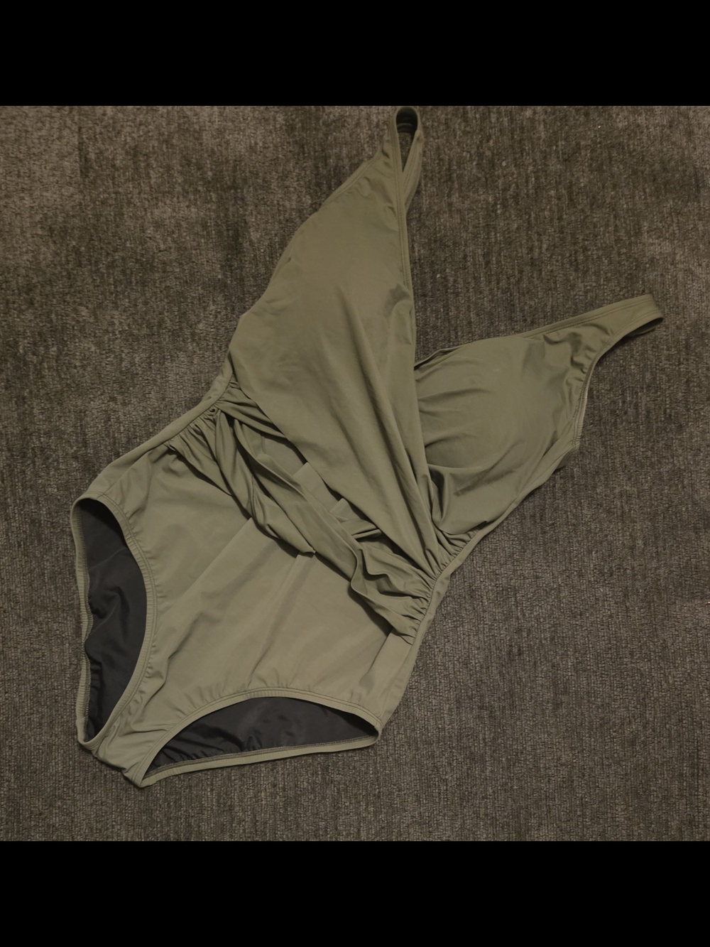 Lands' End Olive Green One-Piece Swimsuit . Size 14